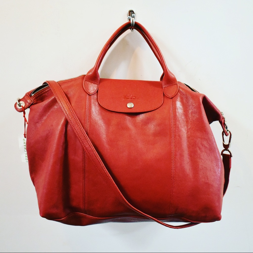 LONGCHAMP Le Pliage Medium Leather Shoulder Bag
